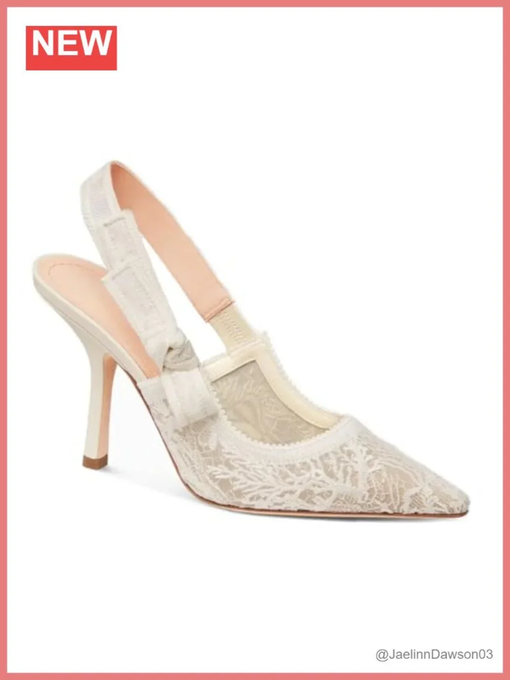Women's Lace Bow Slingback Stiletto Heels Pointed Toe Closed Back Bridal Party